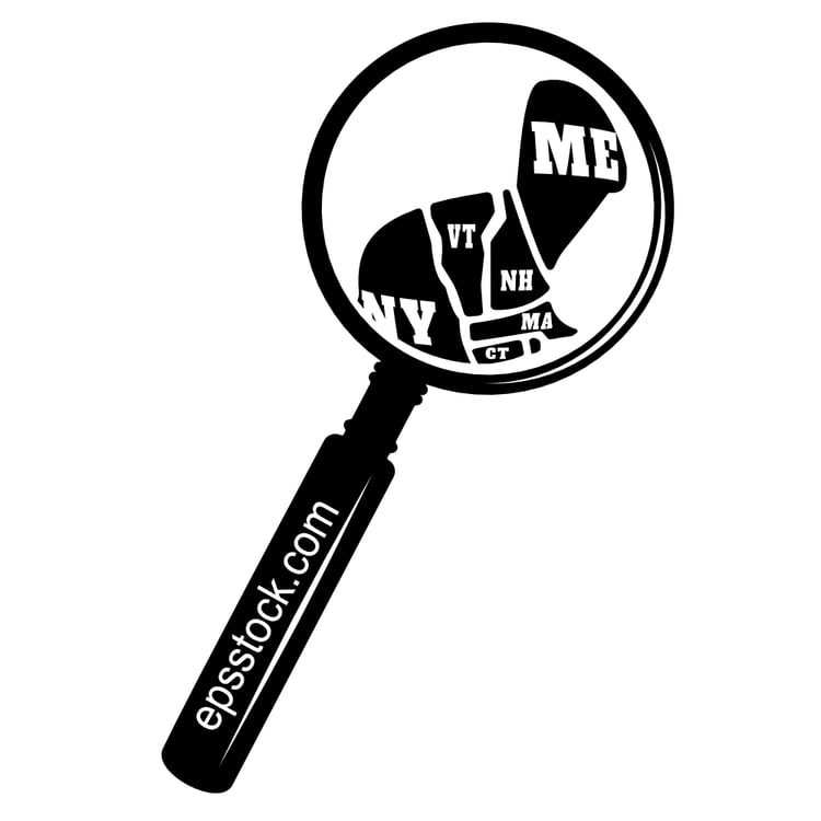 VERMONT state map in magnifying glass