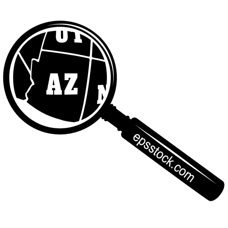 Arizona state map in magnifying glass