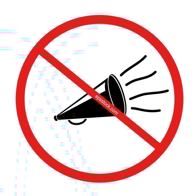 Sign prohibiting the use of megaphones or bullhorns