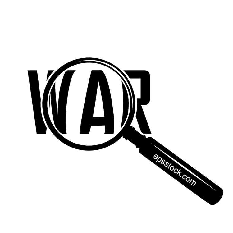 Magnifying glass over the word 'war'