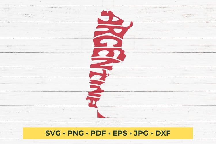 This design features the word Argentina beautifully integrated into the silhouette of the country.
