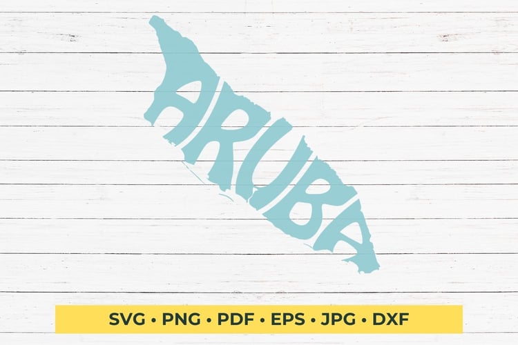 This unique design features the word 'Aruba' seamlessly integrated into the silhouette of the island, perfect for those who love this tropical paradise.