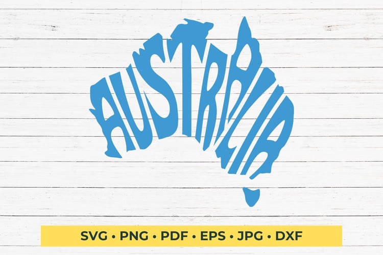 This unique design integrates the word 'Australia' into the silhouette of the continent, capturing the essence and pride of this amazing country. Perfect for crafting projects, travel memorabilia, decor, and apparel.