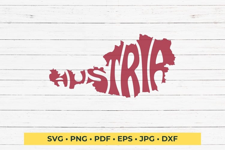 This design features the word Austria creatively made into the shape of the country.  ﻿