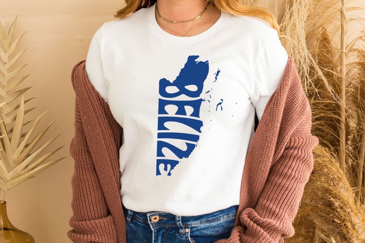 This design seamlessly integrates the word 'Belize' into the silhouette of the nation, perfect for those who adore this Central American gem.