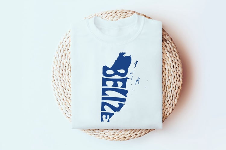 This design seamlessly integrates the word 'Belize' into the silhouette of the nation, perfect for those who adore this Central American gem.