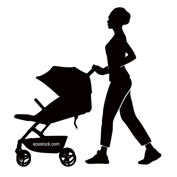 woman walking baby in stroller