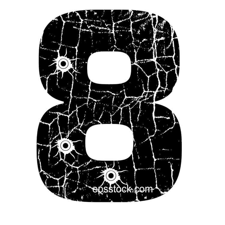 cracked number 8 with Bullet holes