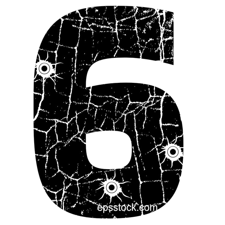 cracked number 6 with Bullet holes