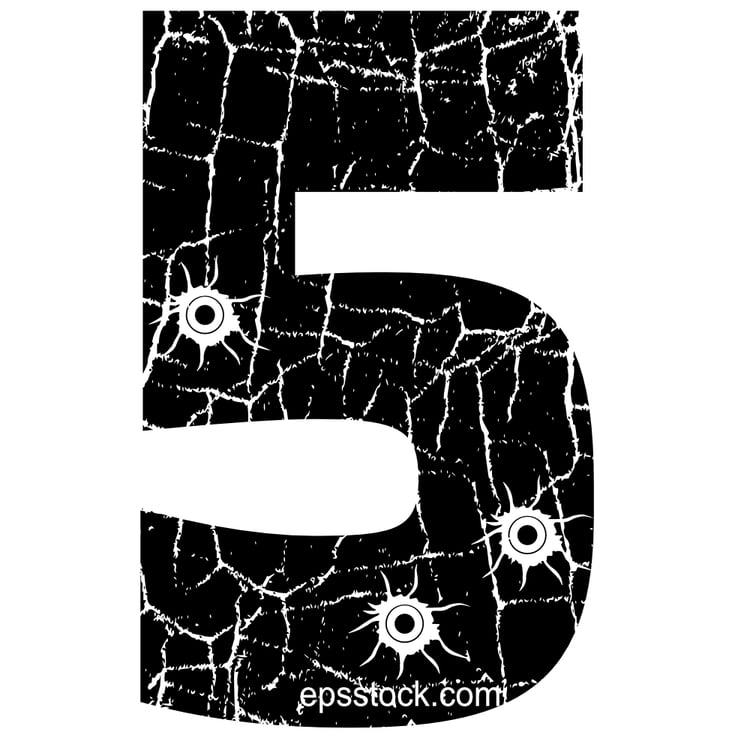 cracked number 5 with Bullet holes
