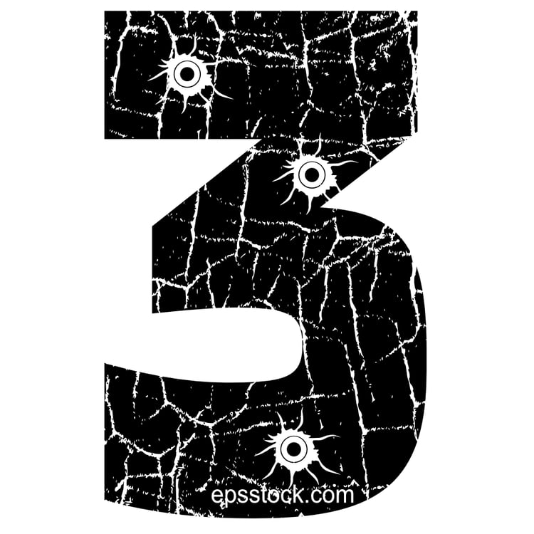 cracked number 3 with Bullet holes