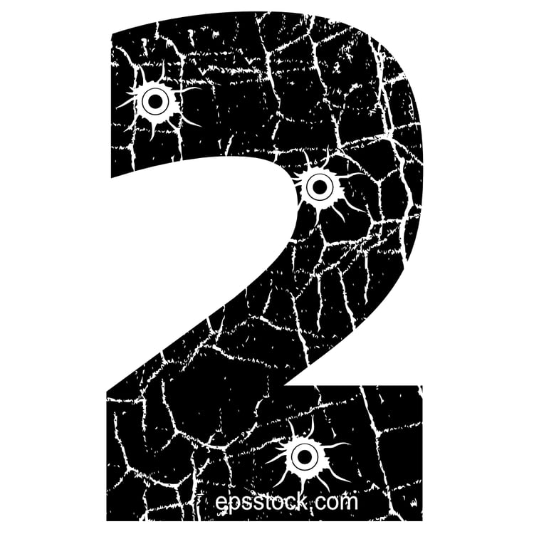 cracked number 2 with Bullet holes