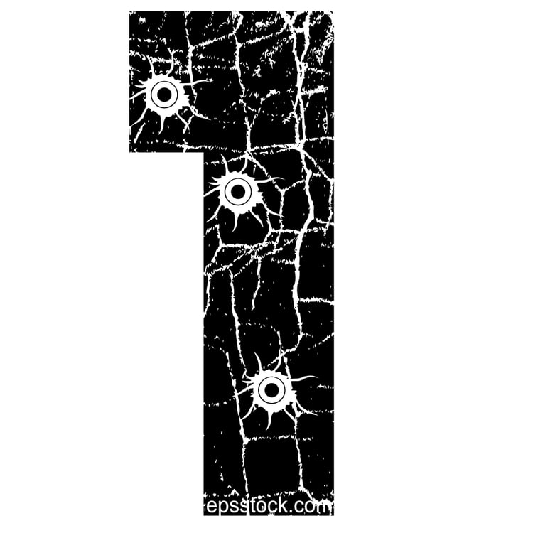 cracked number 1 with Bullet holes