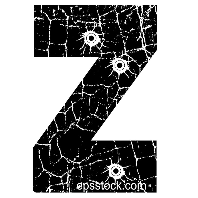 cracked Letter Z with Bullet holes