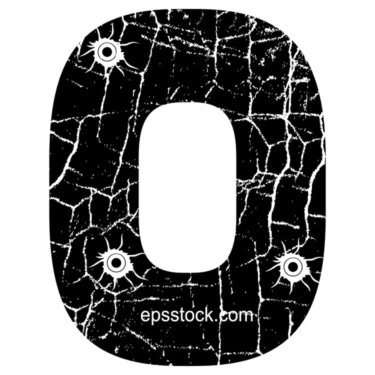 cracked Letter O with Bullet holes