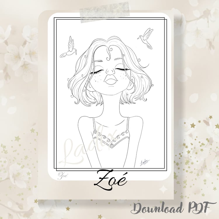 Portrait féminin stylisé à colorier