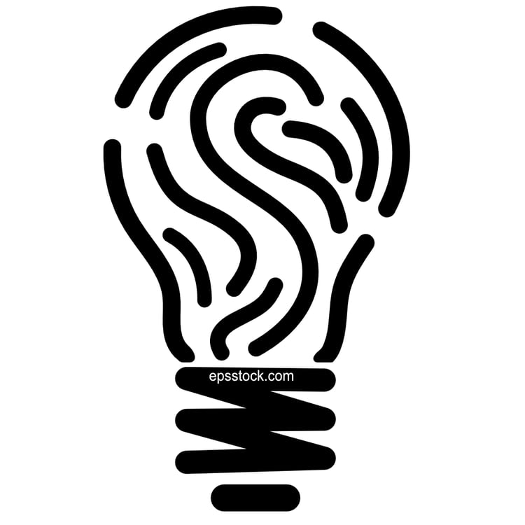 patent symbol, light bulb fingerprint shape
