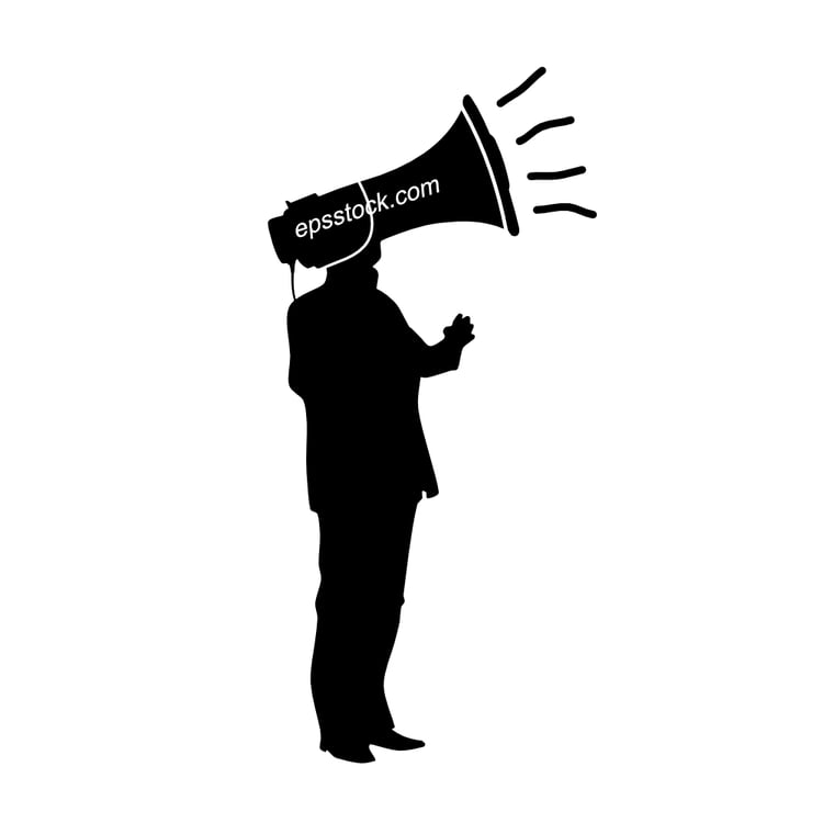 man with megaphone head