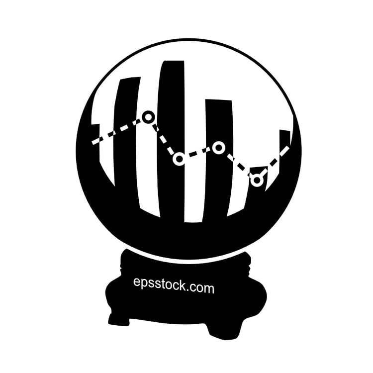 data analysis emblem, finance information in magic ball