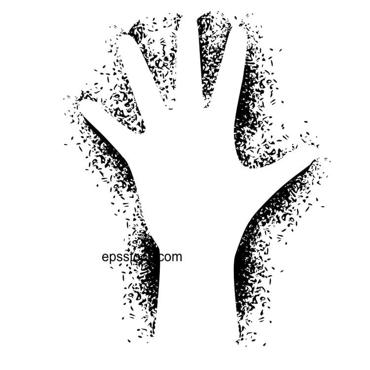 handprint of primitive man in cave