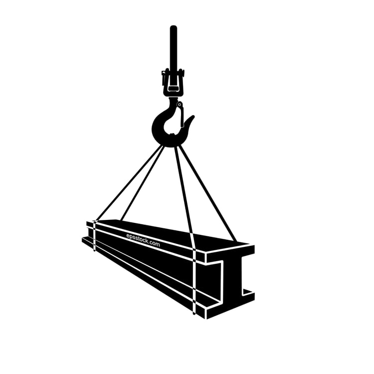 Industrial crane hook  holds steel H profile