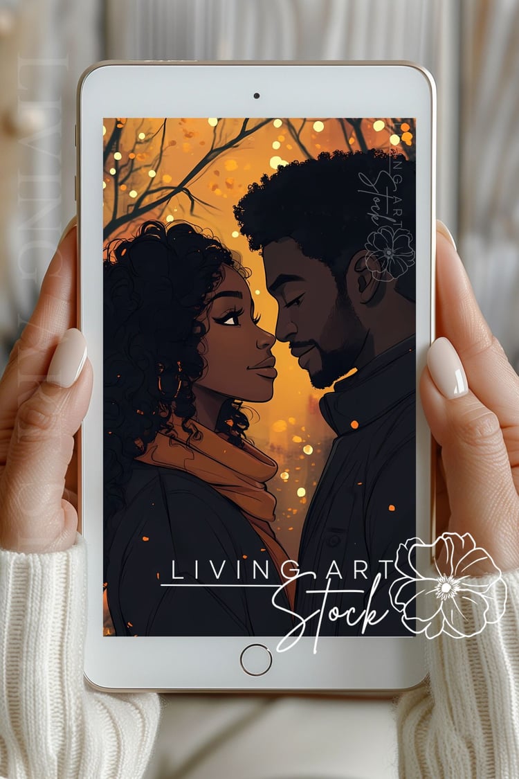 Black Love Autumn book cover art illustration