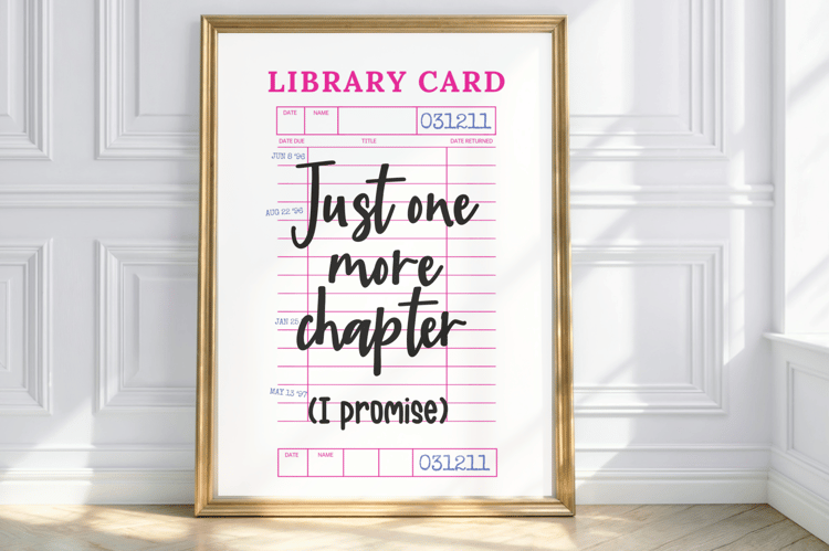 Best Chapter Yet Library Card Wall Art | Book Lover Quote Print ...
