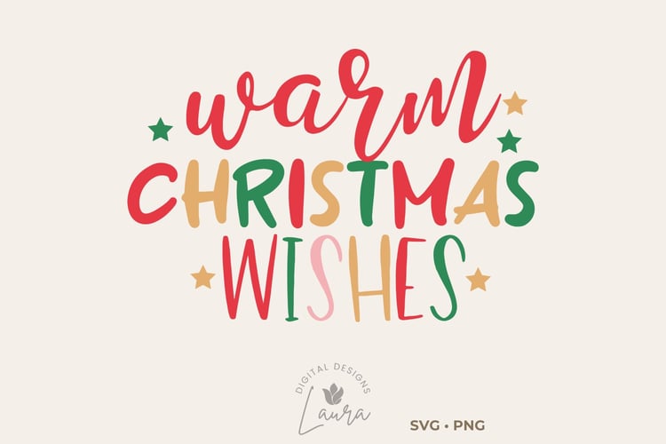 This listing features the words Warm Christmas Wishes, perfect for adding a festive touch to your Christmas crafts!