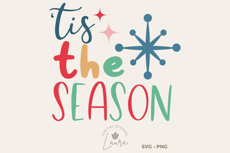 This listing features the words Tis the season, perfect for adding a festive touch to your Christmas crafts!