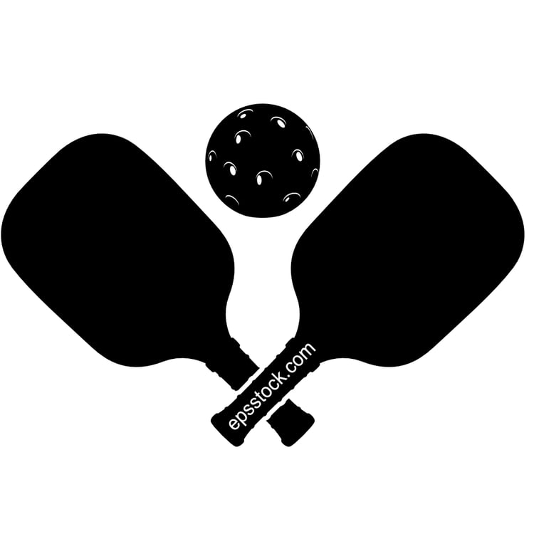 crossed Pickleball Paddles with ball