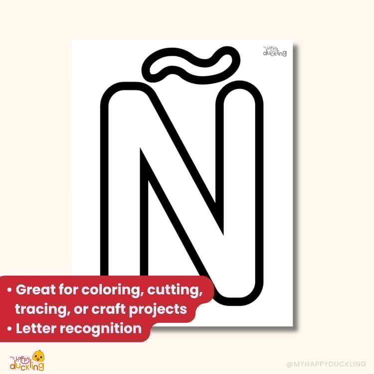 Free uppercase alphabet printable letters A to Z plus Ñ