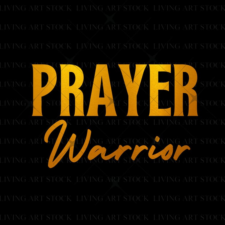 Prayer Warrior design in gold with transparent background