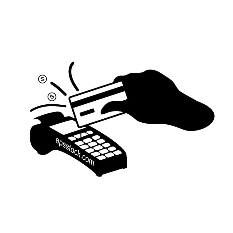 Hand Swipe Credit Card On Payment Device