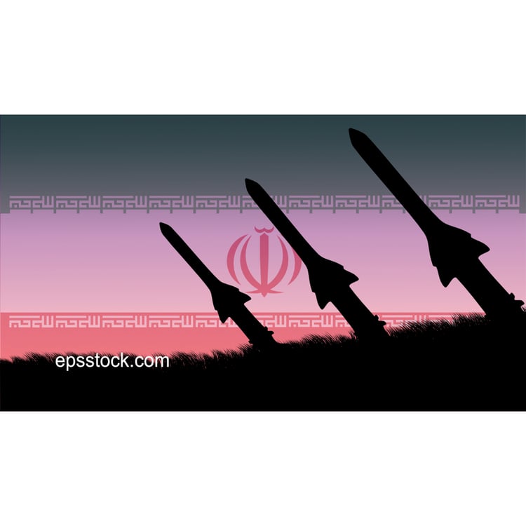 Iran Missile, flat color illustration