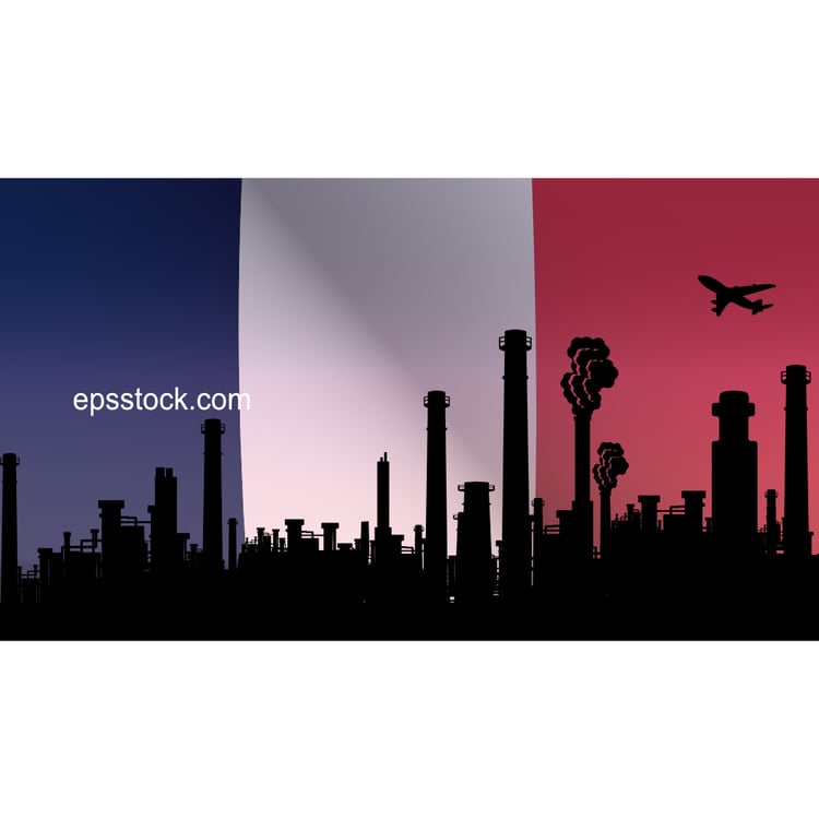 Industry of France, flat color illustration