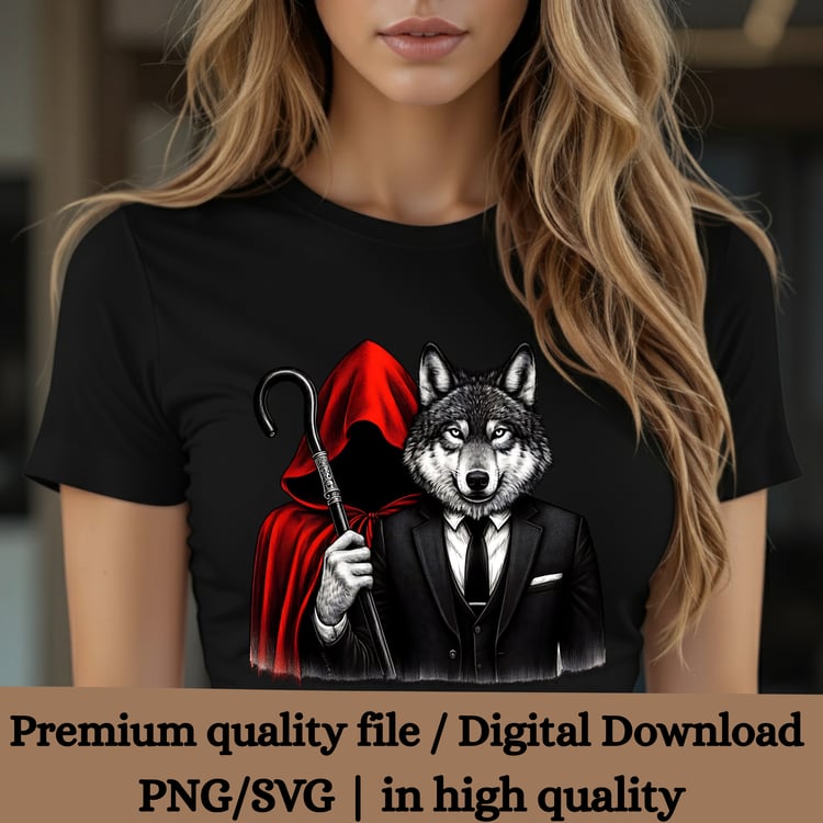 sublimation design, dtf, dtf transfers, instant digital download, wolf vector, sophisticated clip art, art for print, gothic design, dark academia, dark fantasy, mythological creature, big bad wolf, fairy tale, little red riding hood, monochrome illustrat