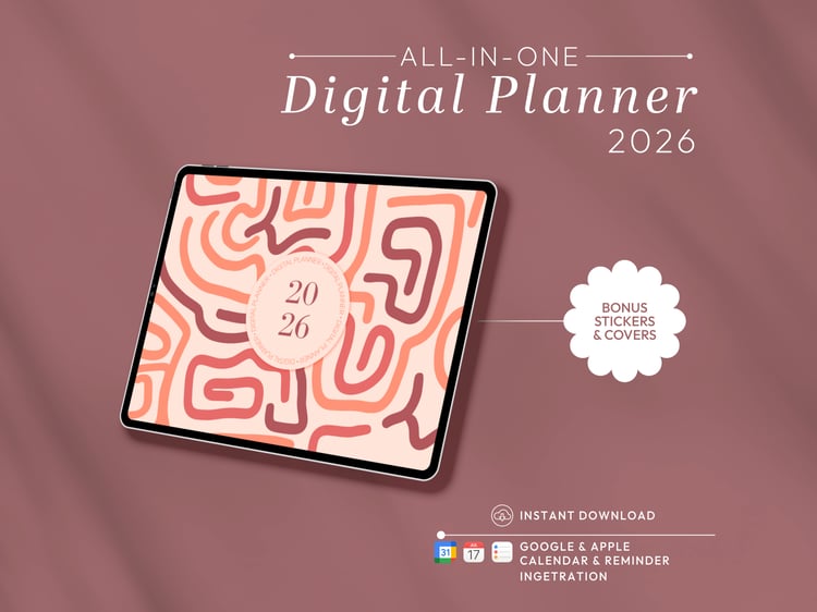 2026 All-in-One Digital Planner – GoodNotes, Notability | Calendar Integration, Stickers, Trackers & Templates