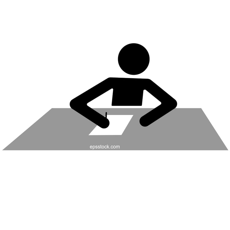 man sitting and writing