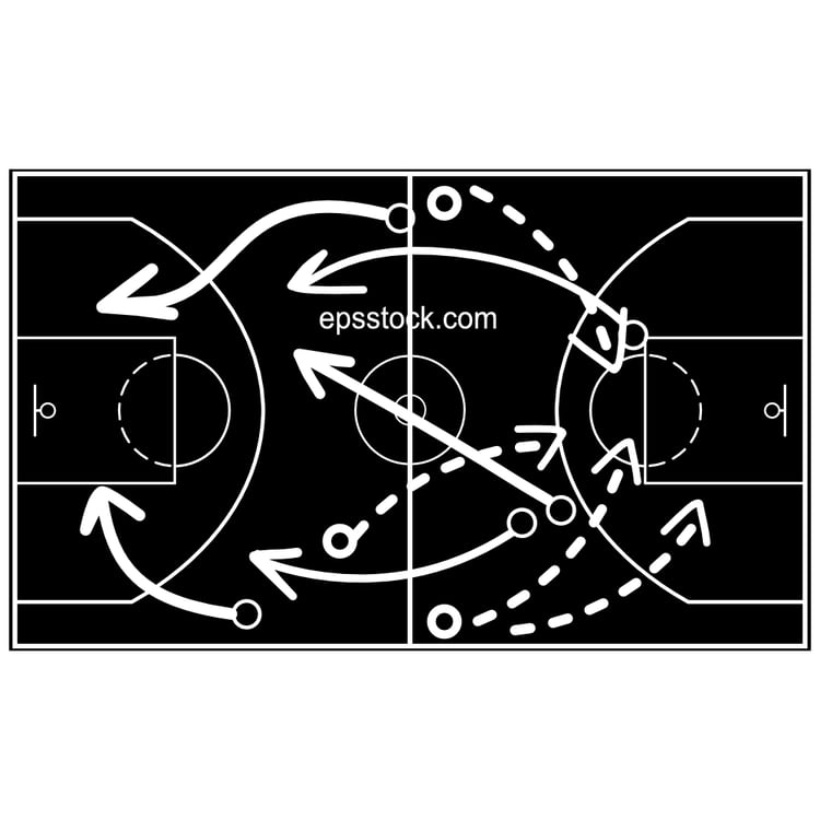 Scheme basketball game on blackboard