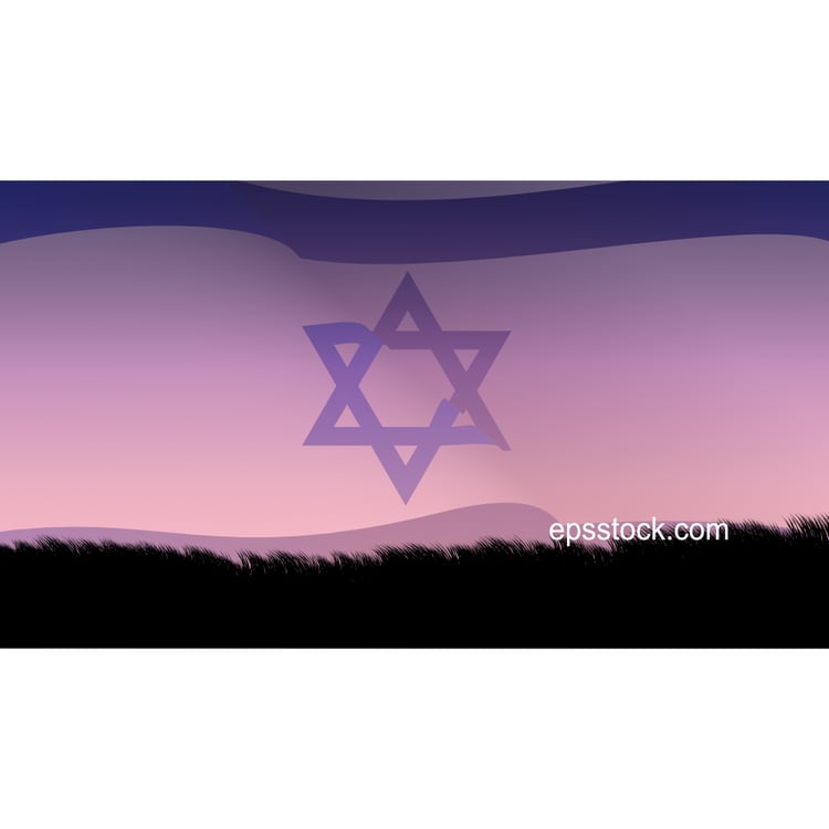 israel landscape with flag