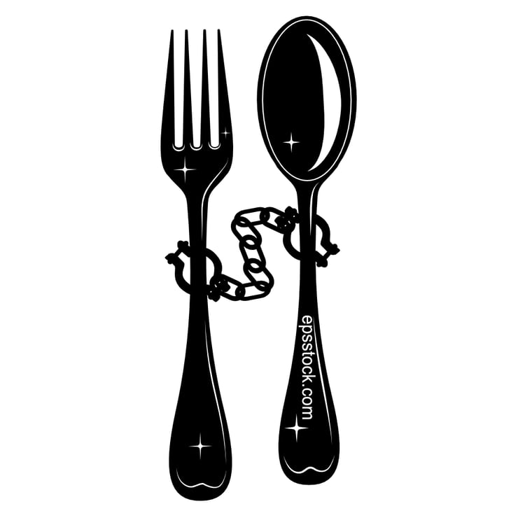 fork and spoon chained, diet concept