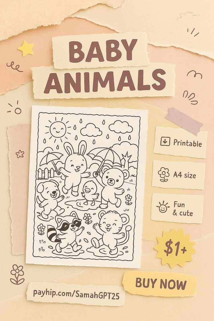 Adorable Baby Animal Coloring Pack