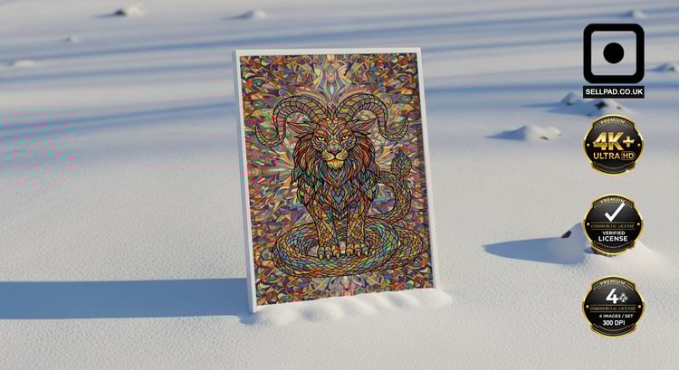 Mythical Chimera Abstract Mosaic Digital Poster Vertical 9x16 – Simple Poster Presentation