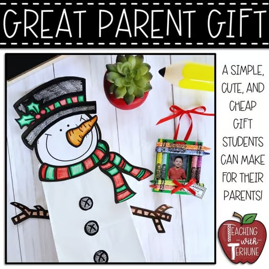 Crayon Picture Frame Ornament Christmas Craft {Student Made Parent Gift}
