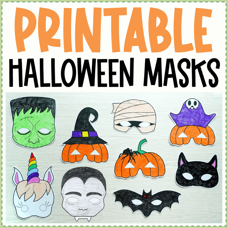 Halloween Mask Set - Printable Craft - Fun Halloween Activity - Halloween Party
