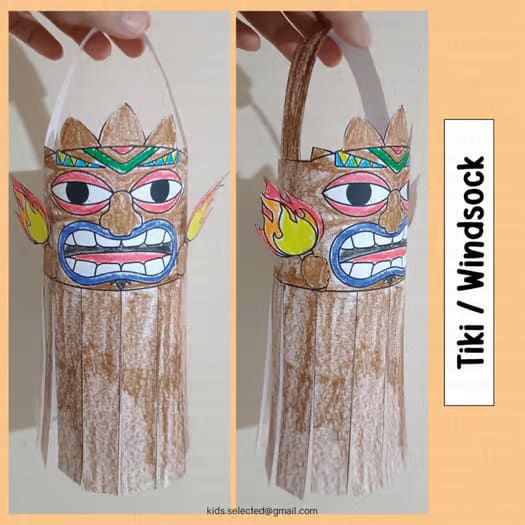 Tiki Craft Windsock Hawaiian Activities Hawaii Day Luau Coloring Writing Project