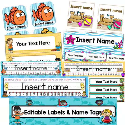 Ocean Beach Theme Classroom Decor Bundle Tropical Beach Day Themed Classroom