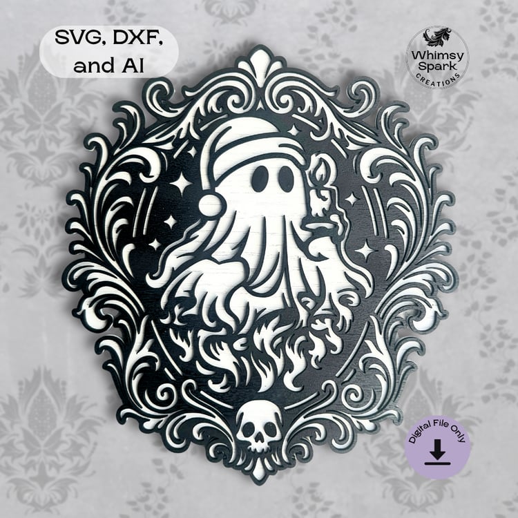 Haunted Holiday Ghost SVG – Gothic Christmas Laser Cut File