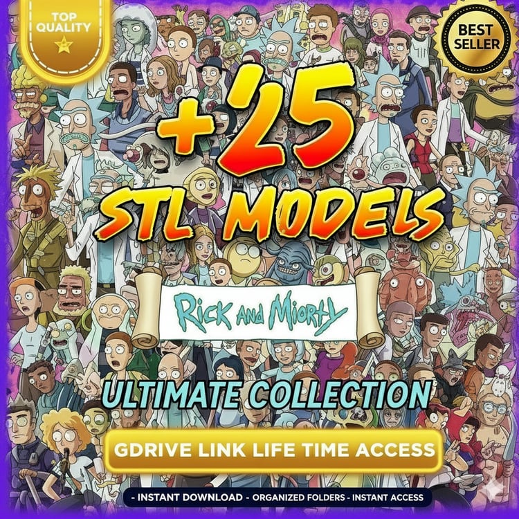 Rick and Morty STL Bundle – 25+ 3D printable models of characters from the show – Lifetime Google Drive access