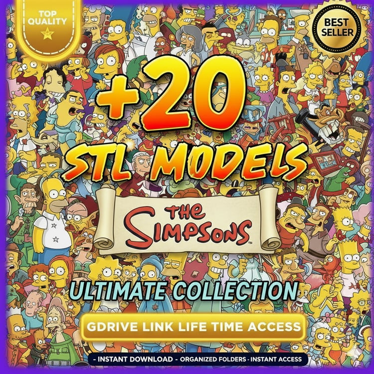 Simpsons STL, Homer STL, Bart Simpson STL, Marge STL, Lisa Simpson 3D model, Cartoon STL bundle, Springfield 3D print